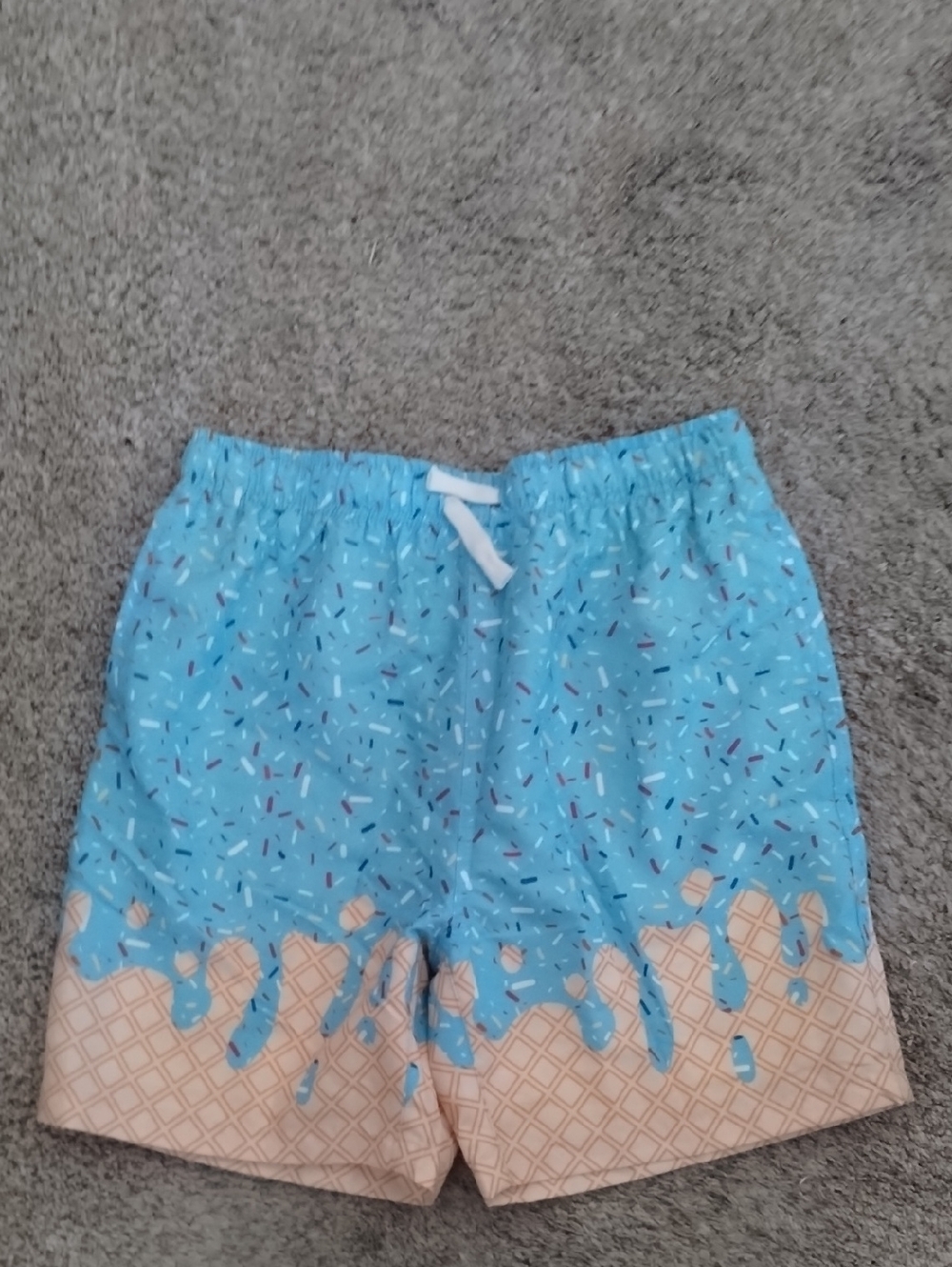 Blue Ice Cream Drip Pattern Swim Shorts
